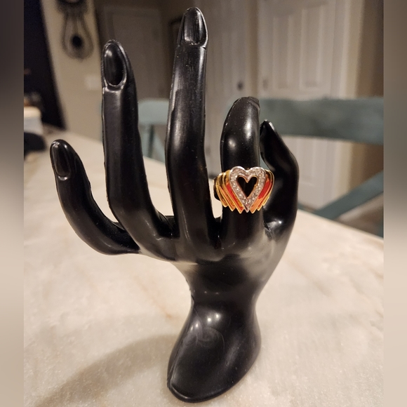 Vintage Ana Bekoach 18K HGE Heart Ring With CZ - Picture 3 of 15